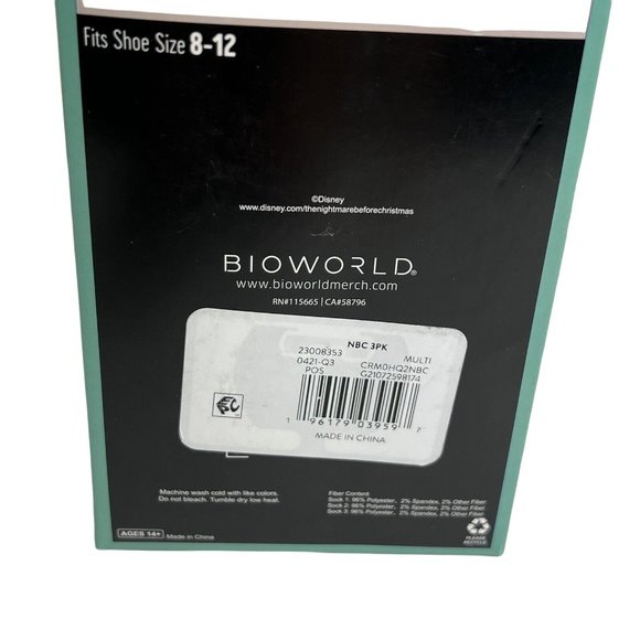 Disney Nightmare Before Christmas Mens Crew Socks 3 Pack Shoe Size 8-12 Bioworld - Picture 9 of 12